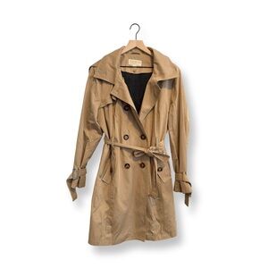 MICHAEL Michael Kors Tan Belted Trench Coat Detachable Hood Lining XL